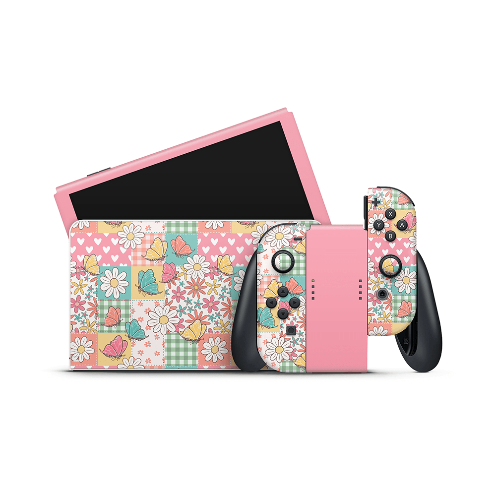 Butterfly Patchwork Nintendo Switch OLED Decal Skin