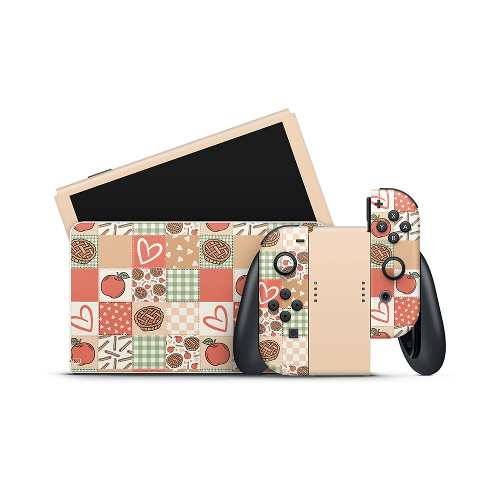 Cozy Pie Patchwork Nintendo Switch OLED Decal Skin