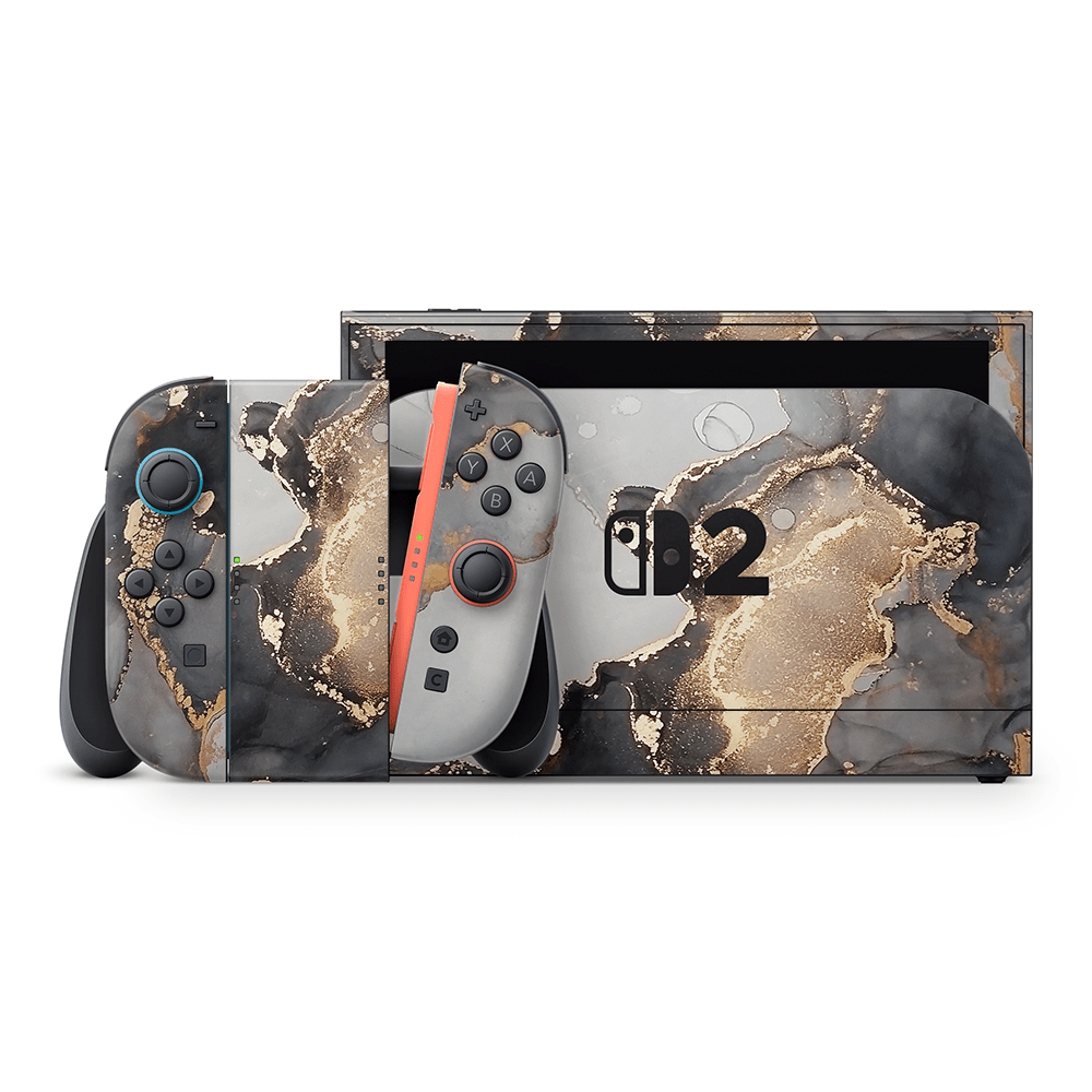 Black Marble Nintendo Switch 2 Decal Skin
