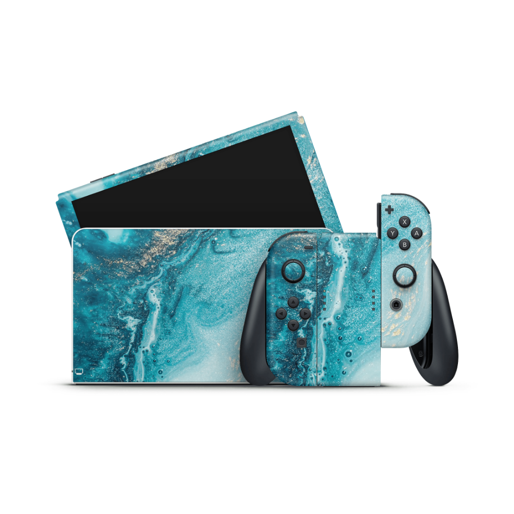 Aqua Beach Nintendo Switch OLED Decal Skin
