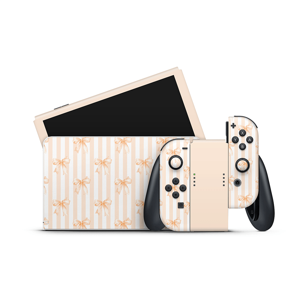 Apricot Bows Nintendo Switch OLED Decal Skin
