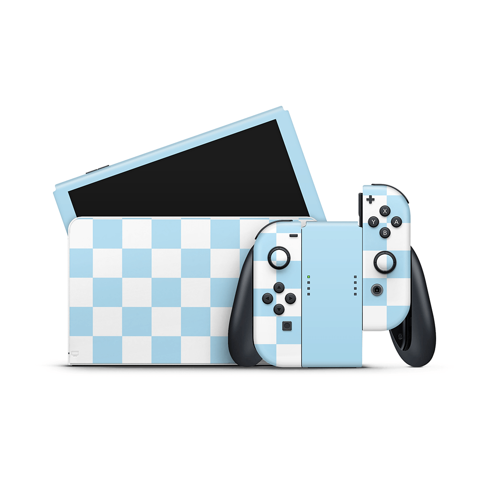 Blueberry Checkered Nintendo Switch OLED Decal Skin