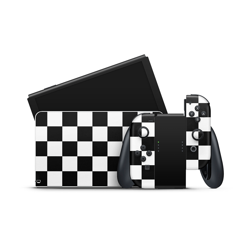 Black Checkered Nintendo Switch OLED Decal Skin