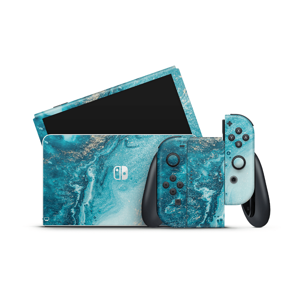 Aqua Beach Nintendo Switch OLED Decal Skin