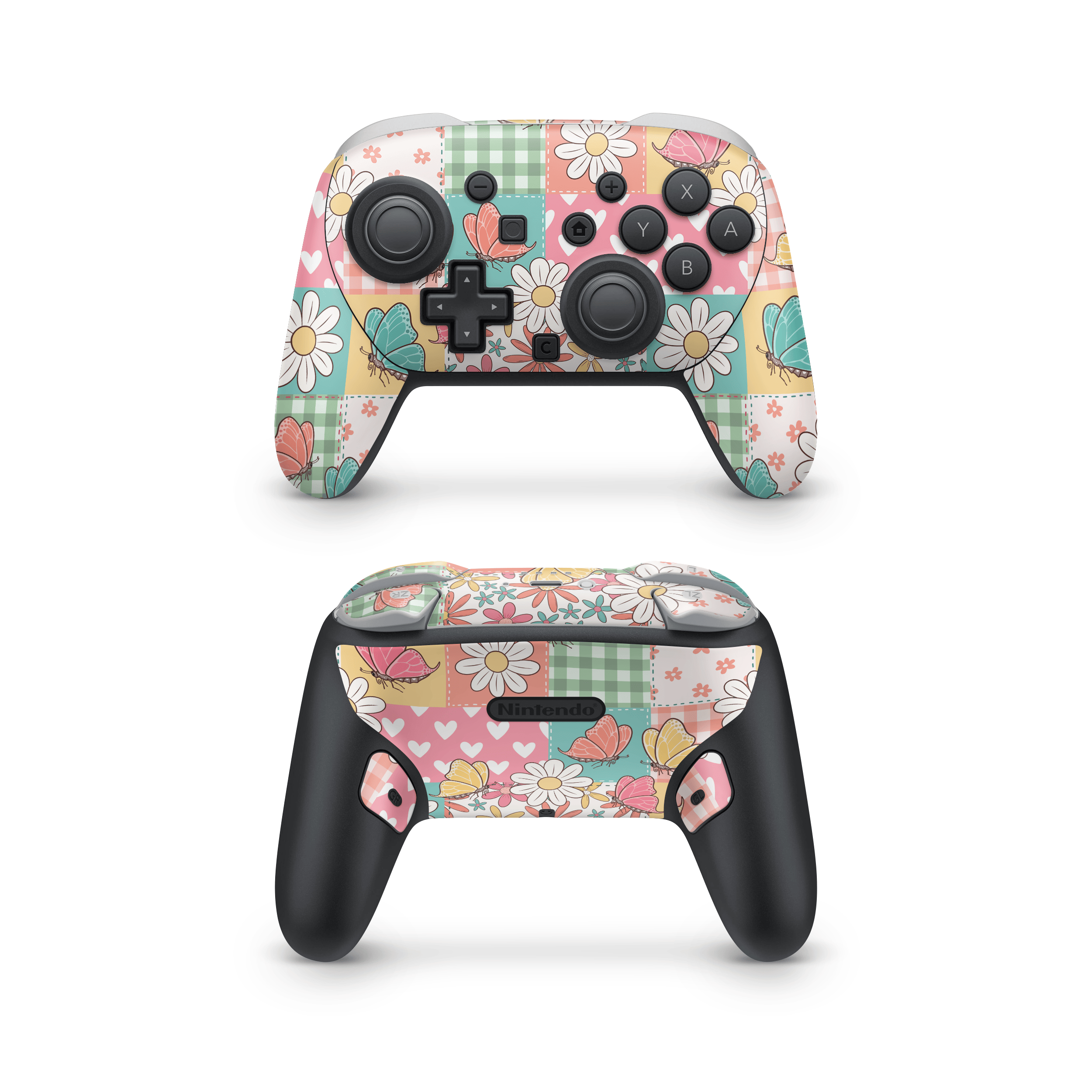 Butterfly Patchwork Nintendo Switch Pro Controller Decal Skins