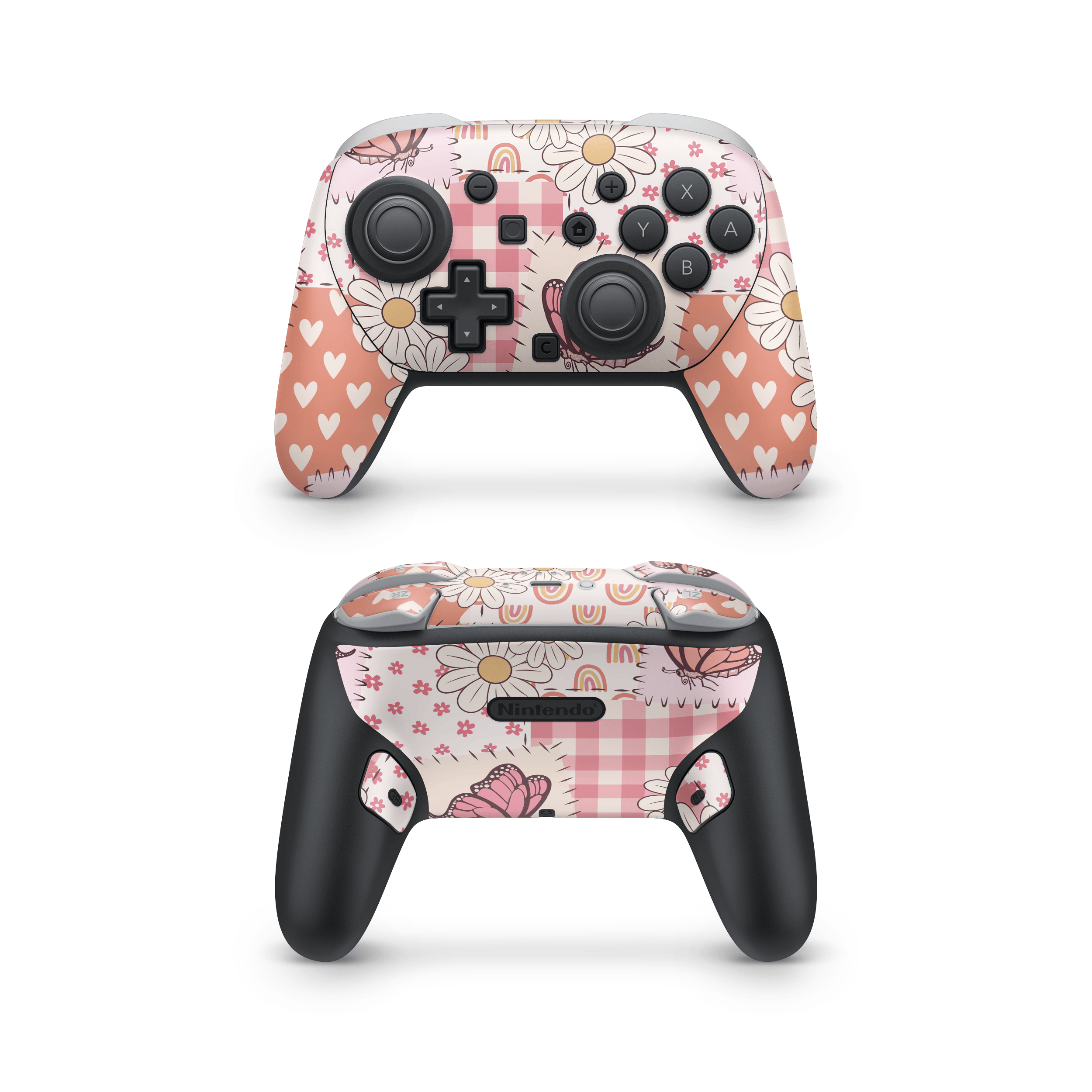 Blush Patchwork Nintendo Switch Pro Controller Decal Skins